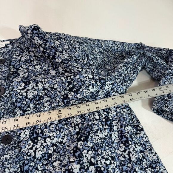 J Jill Jacket Womens 2X Blue Quilted Floral Button Up Granny Boho Long Sleeve - Picture 6 of 13